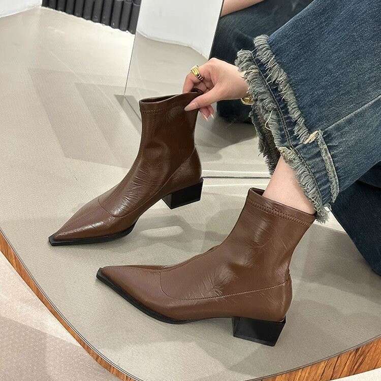 Woman Sandals Sharp Pointed Fashion Short For Women New Autumn Winter Trend Children S Thick And Thin Boots Niche Design Martin Boots
