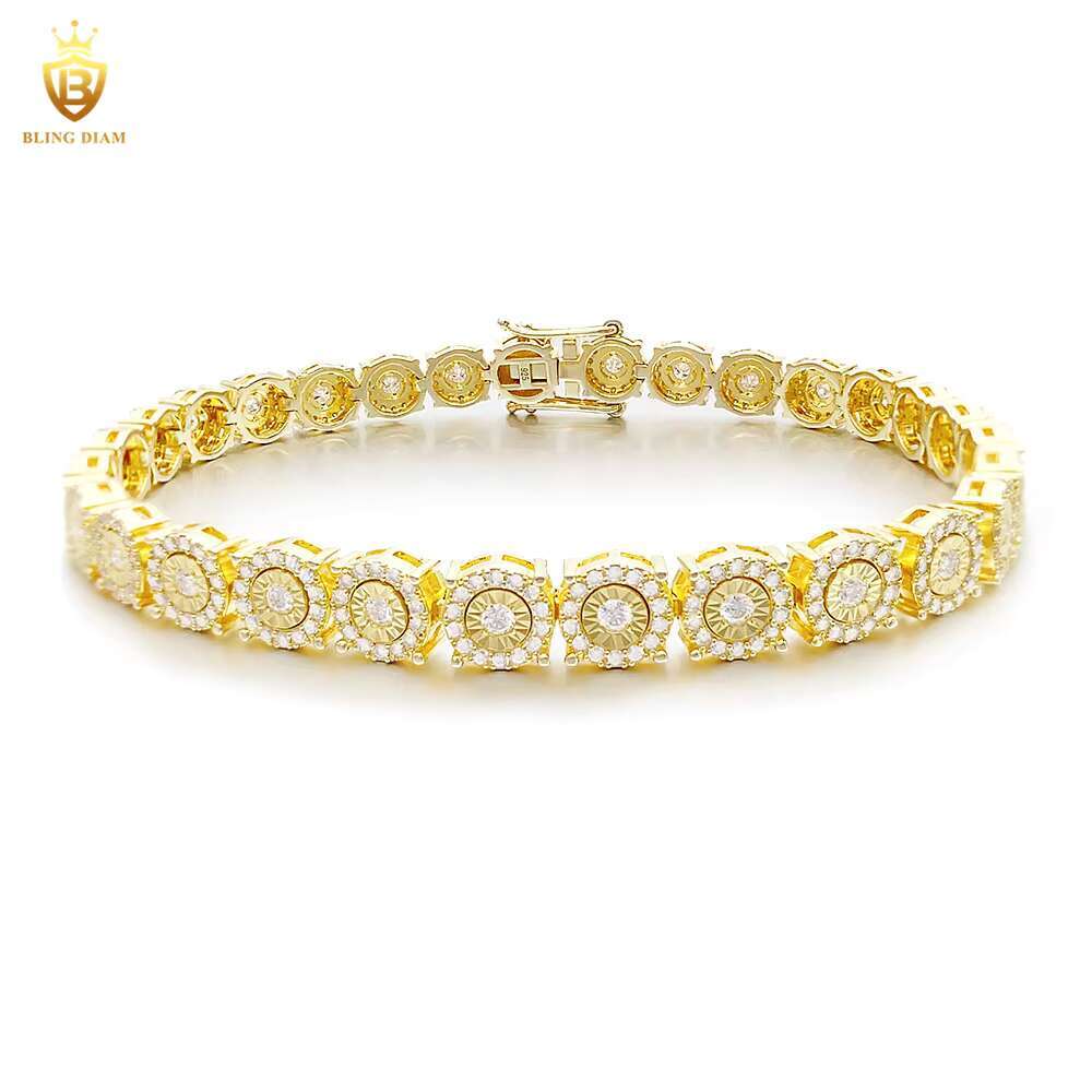 High Quality Hip Hop Hand Cut 925 Sterling Silver VVS Moissanite Cuban Link Chain 7mm Bracelets for Women