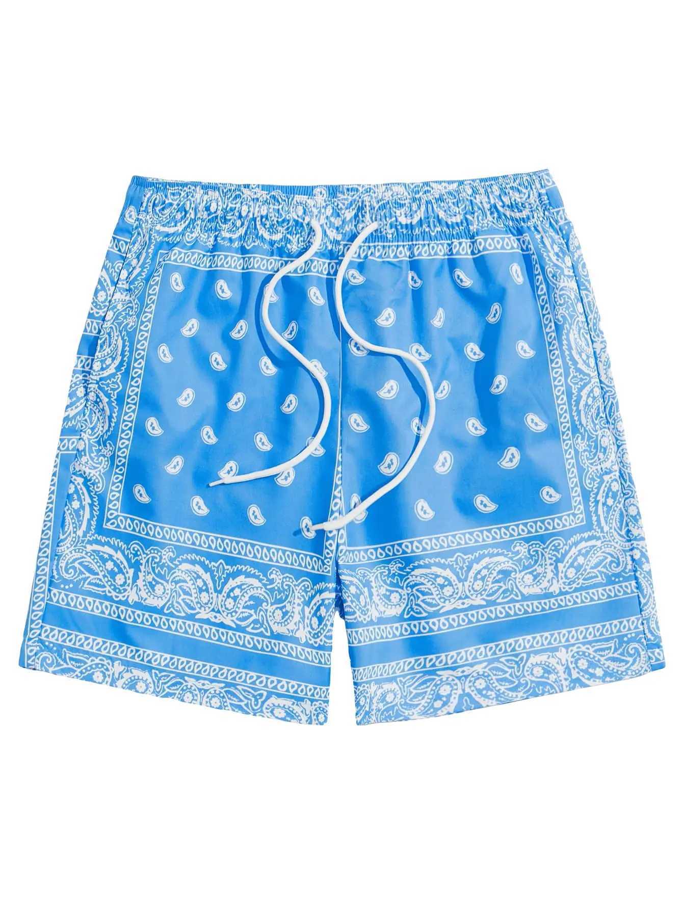 New Hawaiian style totem print summer mens shorts quick drying swimming shorts oversized casual beach shorts fashion trend mens shorts X250410
