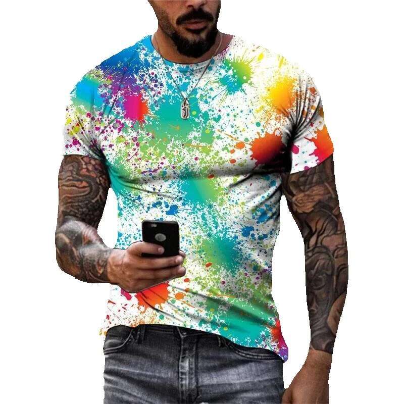 Men's graffiti painting printed Haruku clothing, personality, street fashion, hip-hop T-shirt, Y2K top, 2025