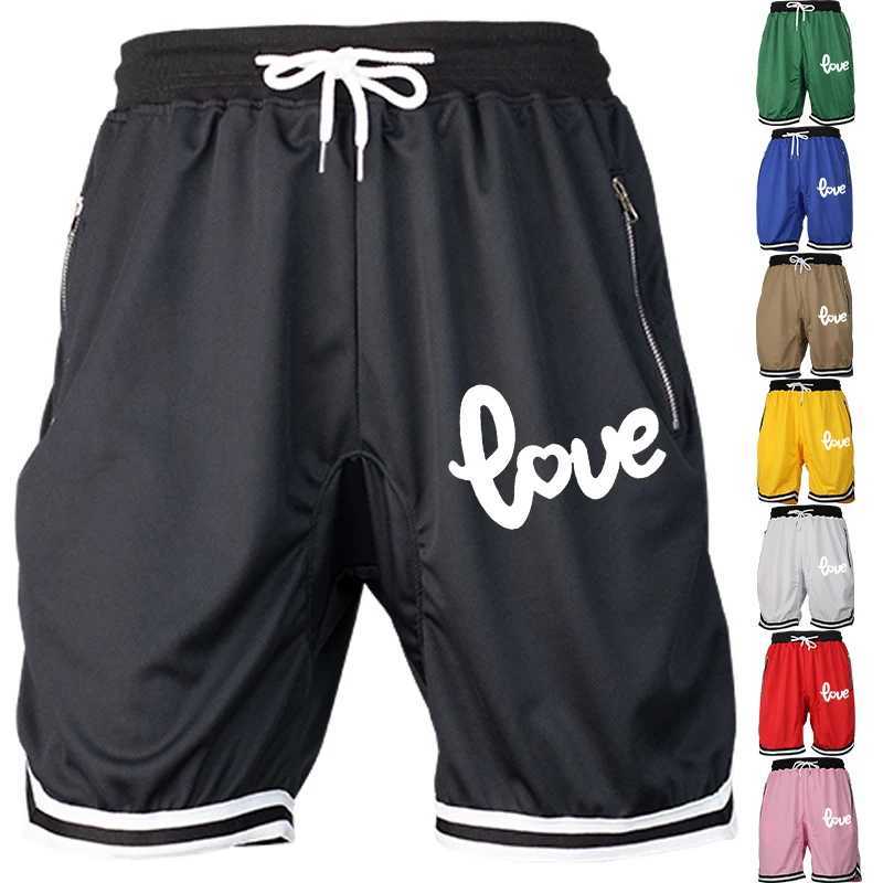 Cursive Love Mens Basketball Shorts with Connecting Letter Design Quick Drying Fabric Elastic Waist Anniversary Sports Pants X250410