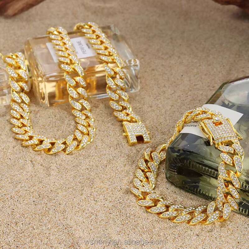 Hip Hop Colorful Cuban Chain Necklace Personalized Joias Zinc Alloy Water Dia Fashion Accessories