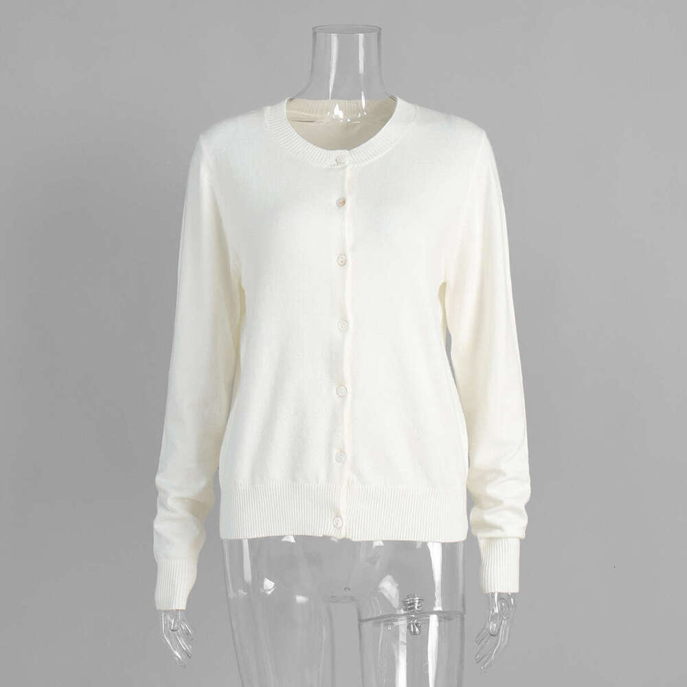 Cross-Border Knitted European and American Style Early Autumn High Neck Sleeveless Base Shirt + Sweater Cardigan Set for Women