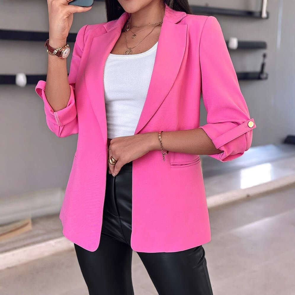 2025 Independent Station Wish Amazon Hot Item Autumn Winter Long Sleeve Solid Color Cardigan Blazer for Women