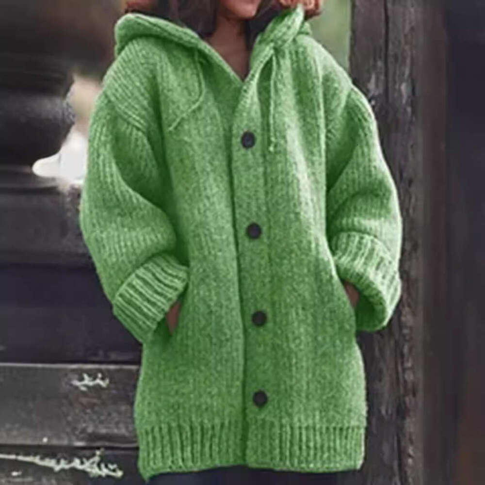 In Stock Autumn Winter Hot Sale Amazon Cardigan Knitted Women's Mid-Length Coat Sweater