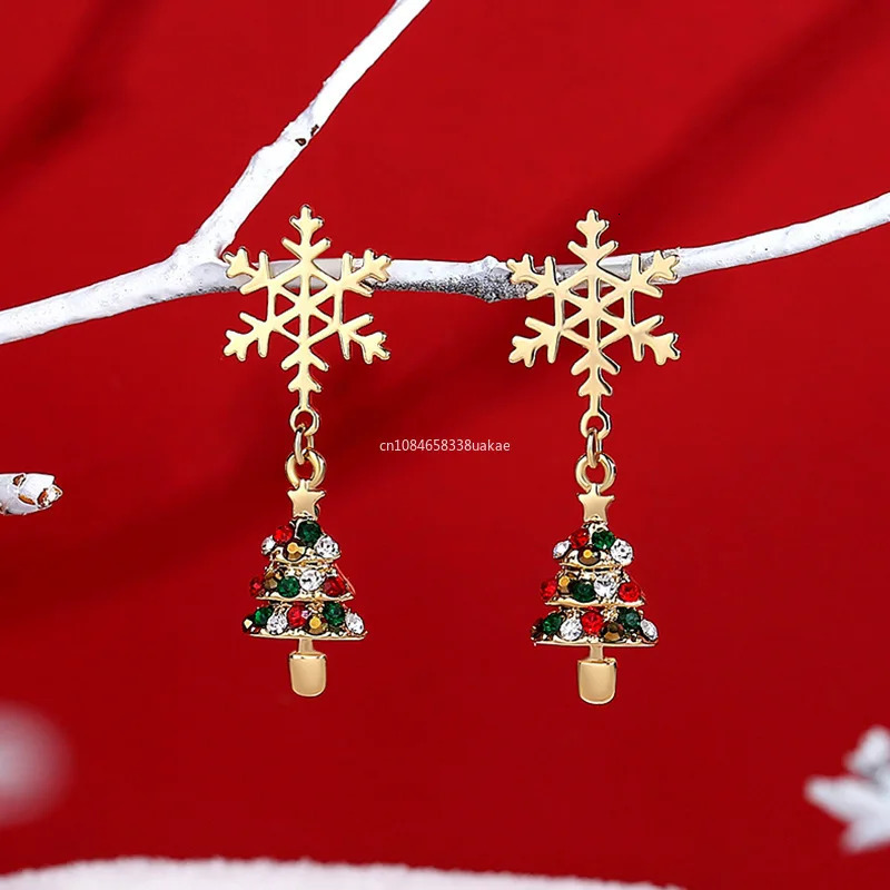 Silver Color Ear Needle Christmas Earrings Christmas Tree Pendant Hoop Earring Christmas Gifts Fashion Party Jewelry 251031