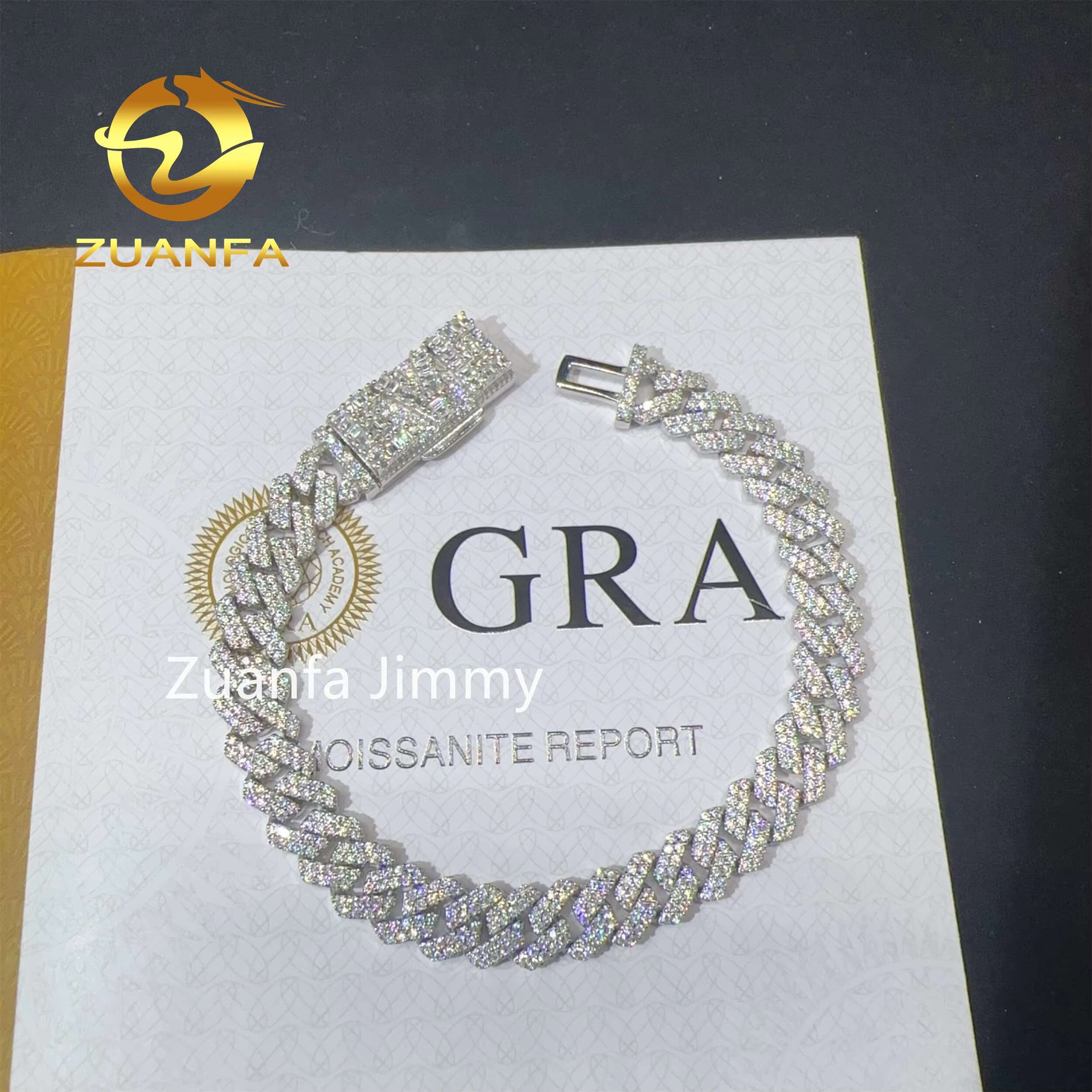 Popular Custom Name Lock 8mm Hip Hop Iced Jewelry 925 Sterling Silver Prong Setting VVS1 Moissanite Diamond Cuban Link Bracelet
