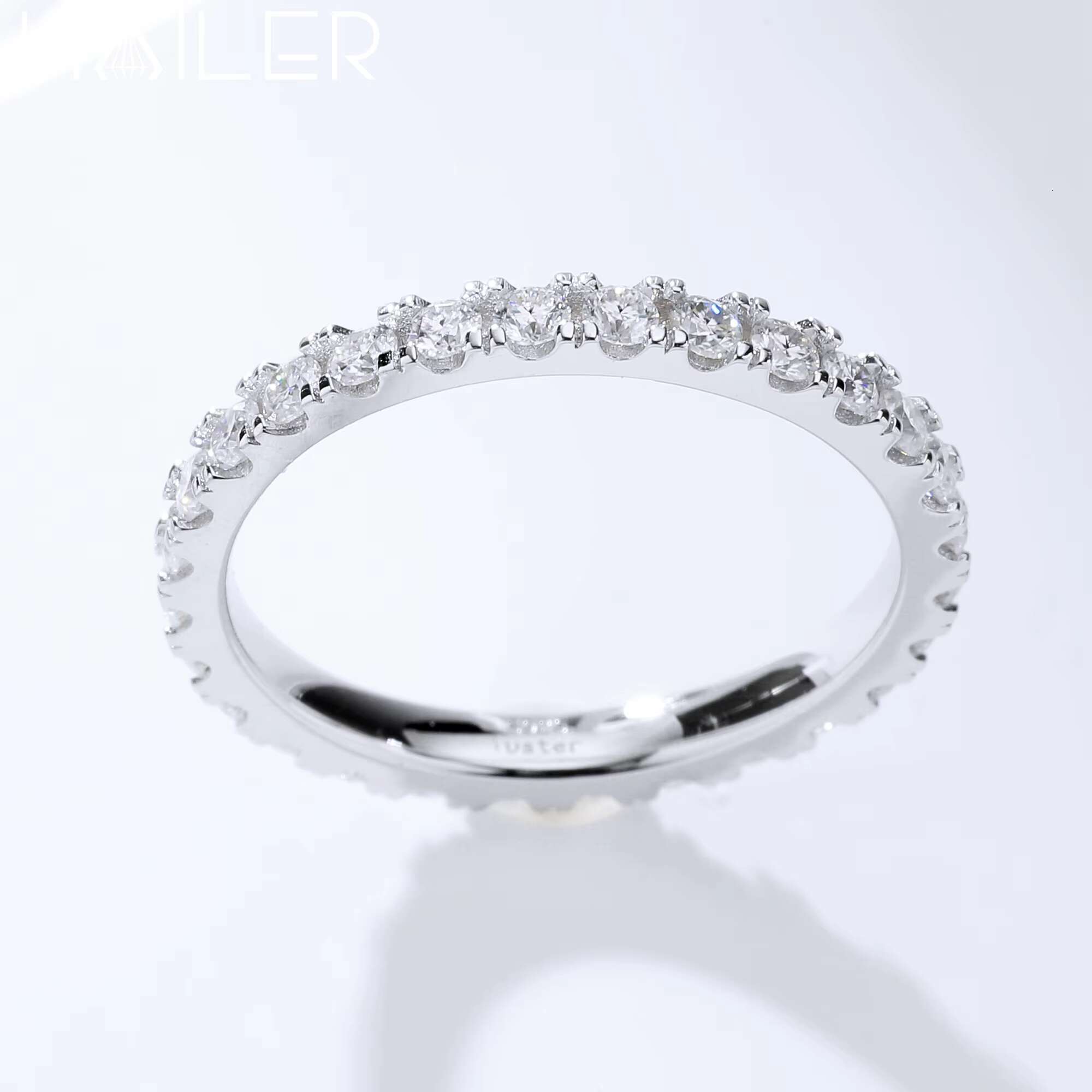 White Moissanite Wedding Band Moissanite Eternity Ring Silver Rings for Women