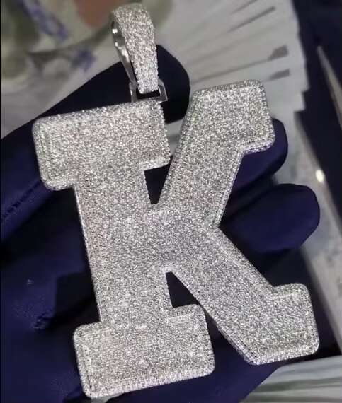 Iced Out Pendant VVS Moissanite GRA Certificate 925 Gold Plated Hip Hop Letter Custom Moissanite Pendant