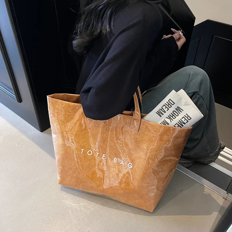 INS letter printing transparent womens jelly bag PVC waterproof large capacity shoulder shopping handbag 250401