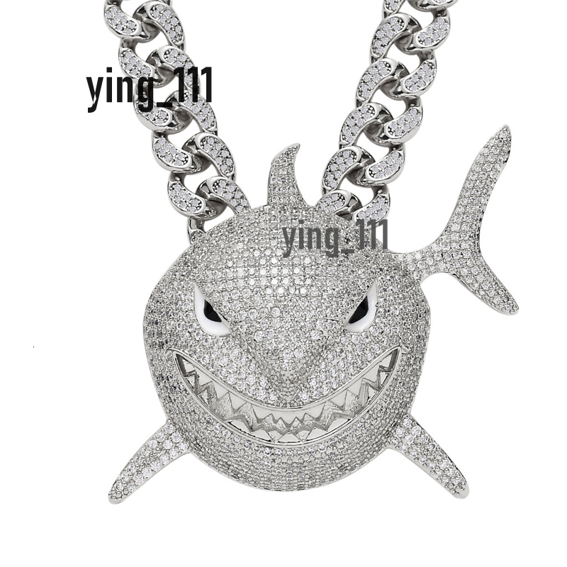 Hip Hop Fashion Jewelry White Gold 925 Sterling Silver Iced Out D VVS Diamond Pendant Big Shark Custom Moissanite Pendant Mens