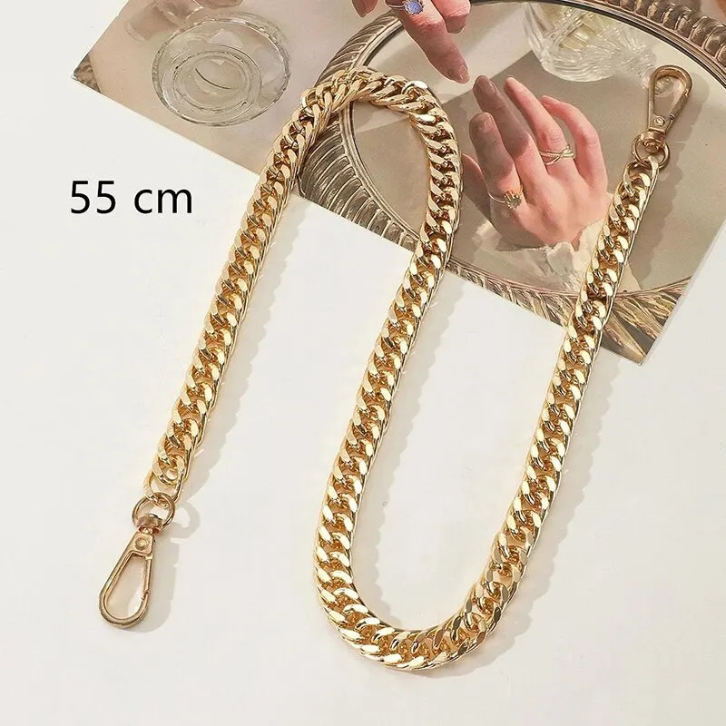 55cm Versatile Aluminum Chain Color Retaining Gold Diy Handmade Metal Wrap Chain Underarm Shoulder Strap Replacement Strap 251110