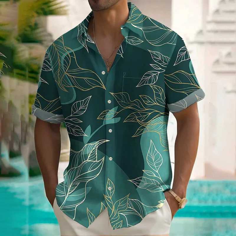 Retro Cool 3D Tropical Flower Printed Shirt Leaf Pattern Collar Shirt Mens Fashion Street Clothing 2024 Y2k Shorts X250410