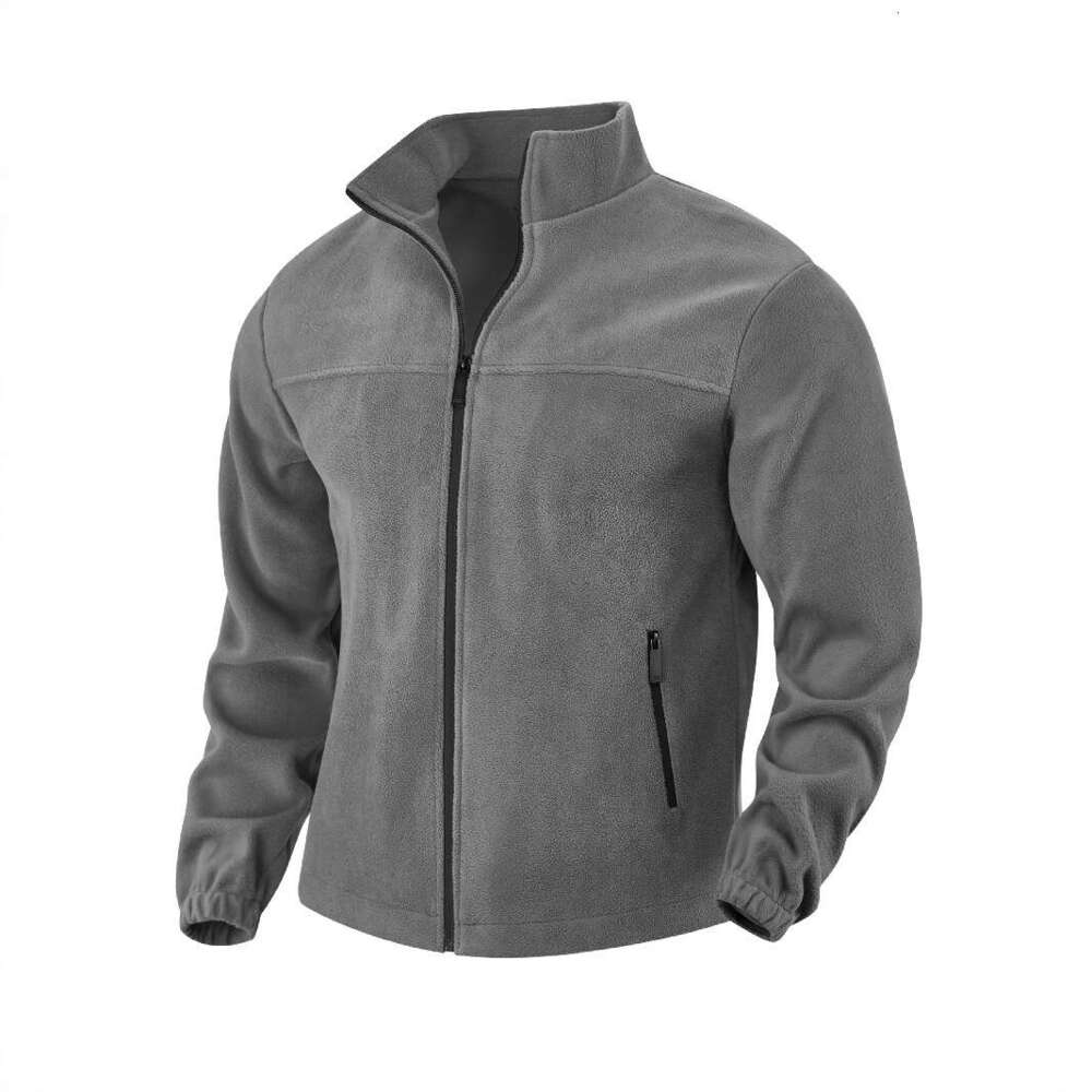 2025 TEMU New European and American Men's Polar Fleece Spring Autumn Winter Outdoor Zipper Stand Collar Jacket Top