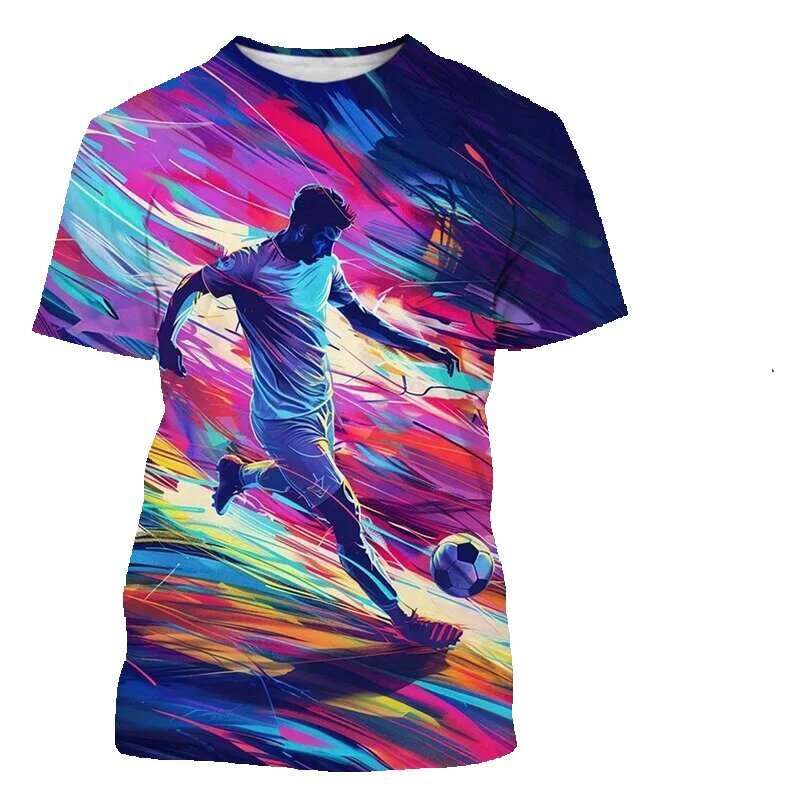 Men's and children's short sleeved round neck printed football T-shirt, outdoor sports, children's, fun, fashionable trend