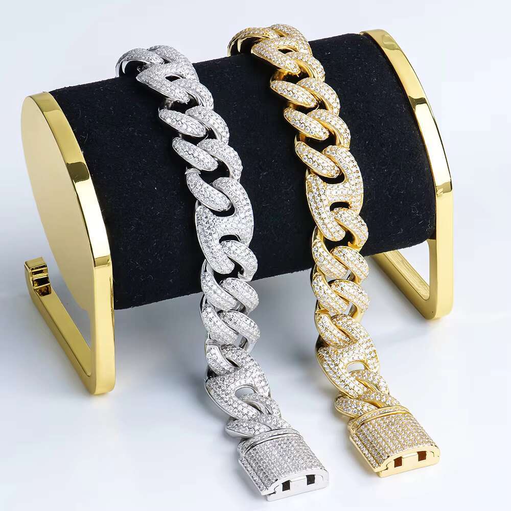 High quality sier pyroxene jewelry dia Cuban men's bracelet
