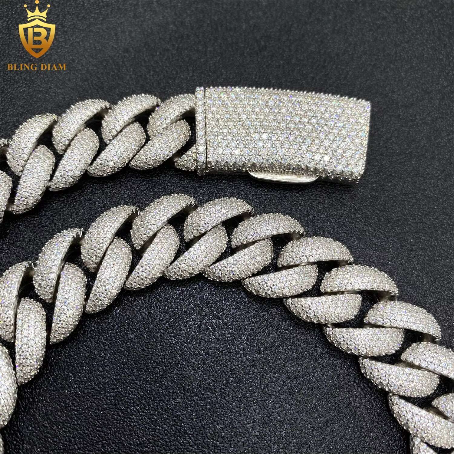 16mm 5 Rows Stones Miami Cuban Link Chain Pass Diamond Tester Hip Hop Jewelry 925 Sterling Silver Moissanite Custom