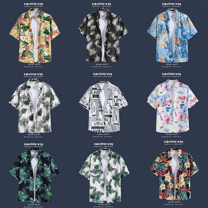 Mens short sleeved Hawaiian retro style beach shirt jacket with floral pattern suitable for vacation X250410