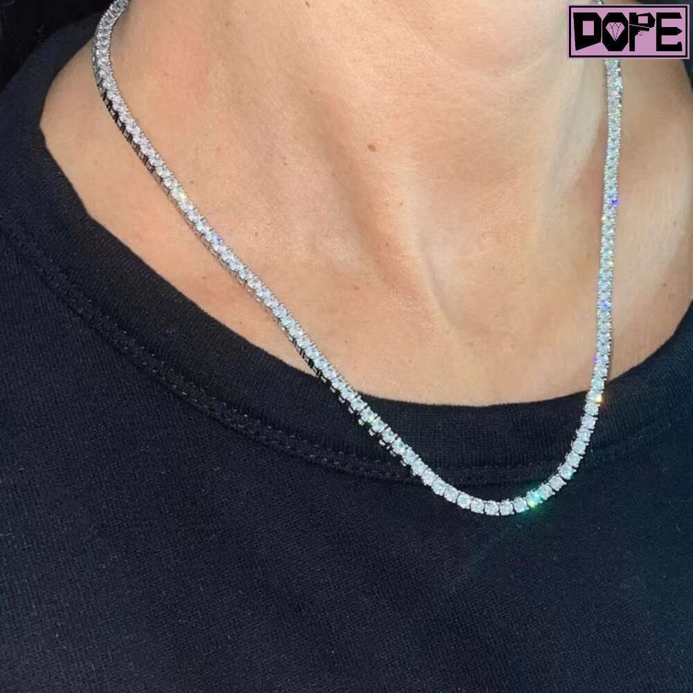 High Quality Round Tennis Chain 3mm 4mm 5mm D Vvs Moissanite 925 Sterling Silver Moissanite Tennis Chain