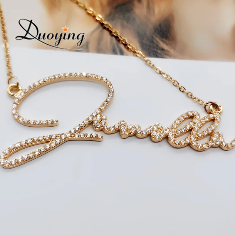 Duoying Zirconia Initial Letters Necklaces Women Personalized Necklace with Names Crystal Pendant Necklace Mom Gift 250409