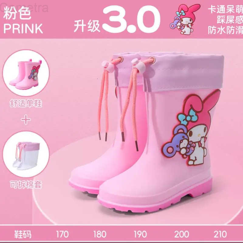 Sanrio New Childrens Boots Sanrios Kuromi My Melody Children Rain Boots Good-Looking Water Shoes High Quality Fashion Rain Boot H251110