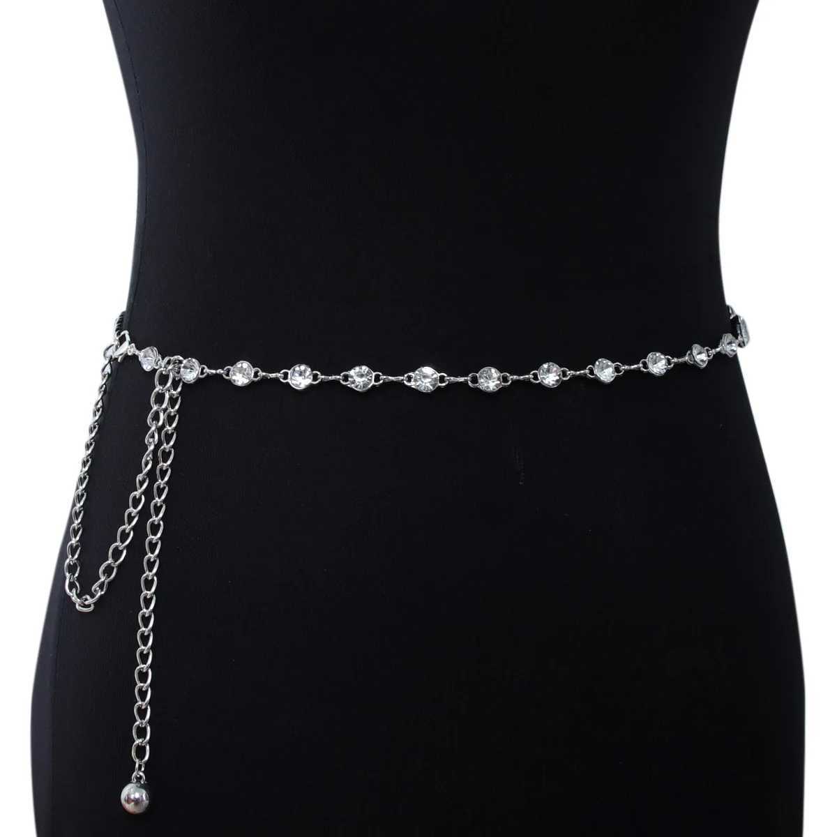 Fashionable single-layer tassel minimalist style Rhinestone waist chain street photography warm body chain jewelry X250410