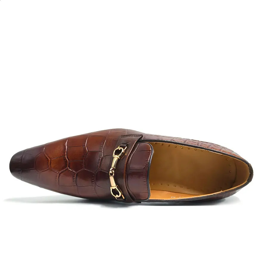 Loafers Dress shoes for man Zapatos De Hombre original elegant brown Crocodile Pattern Leather handmade high quality 251106