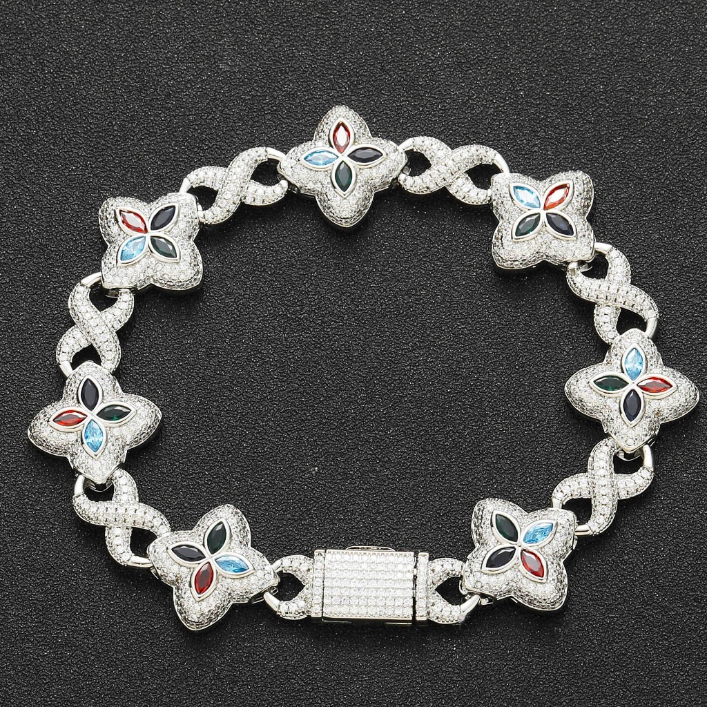 Flower Style Infinity Link Bracelet VVS Moissanite Diamond 925 Sterling Silver Fully Iced Out Bracelet Wholesaler Factory Price