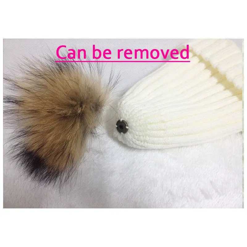 2025 New style Fashion Winter spring hats For Children Hat Skullies Beanies 15cm pompom fur Hat For Girls Cap bonnet enfantXJ251110