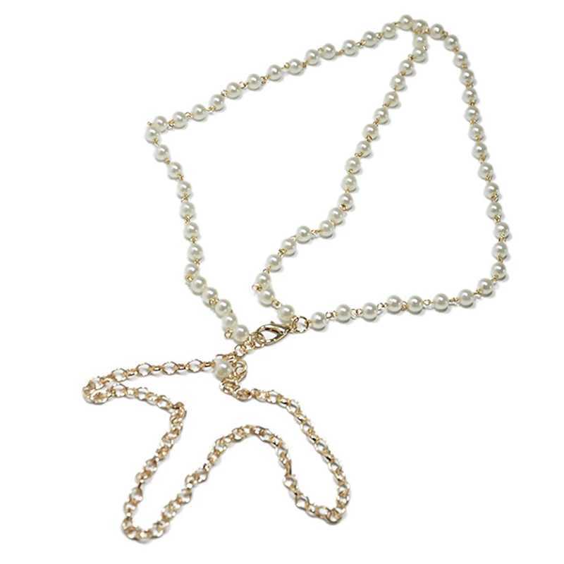 Warm imitation pearl with alloy chain and white imitation pearl chain X250410