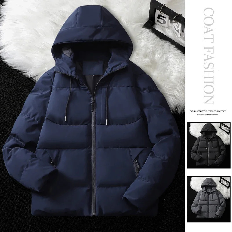 Cotton Padded Jacket Mens Autumn Winter Jackets 2025 Casual Clothing Plus Size Hooded Thick Warm Parkas Coat Men Outwear 251105