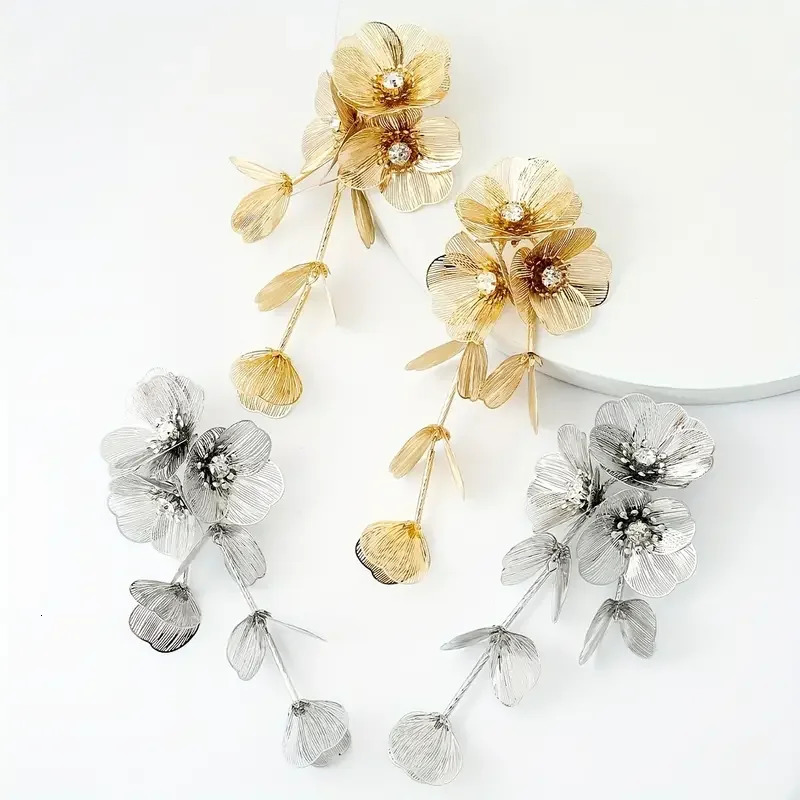 Lady 3pcs Handmade Flower Inlaid Rhinestone Vintage Jewelry Set - Perfect Night Club Party Accessories 250409