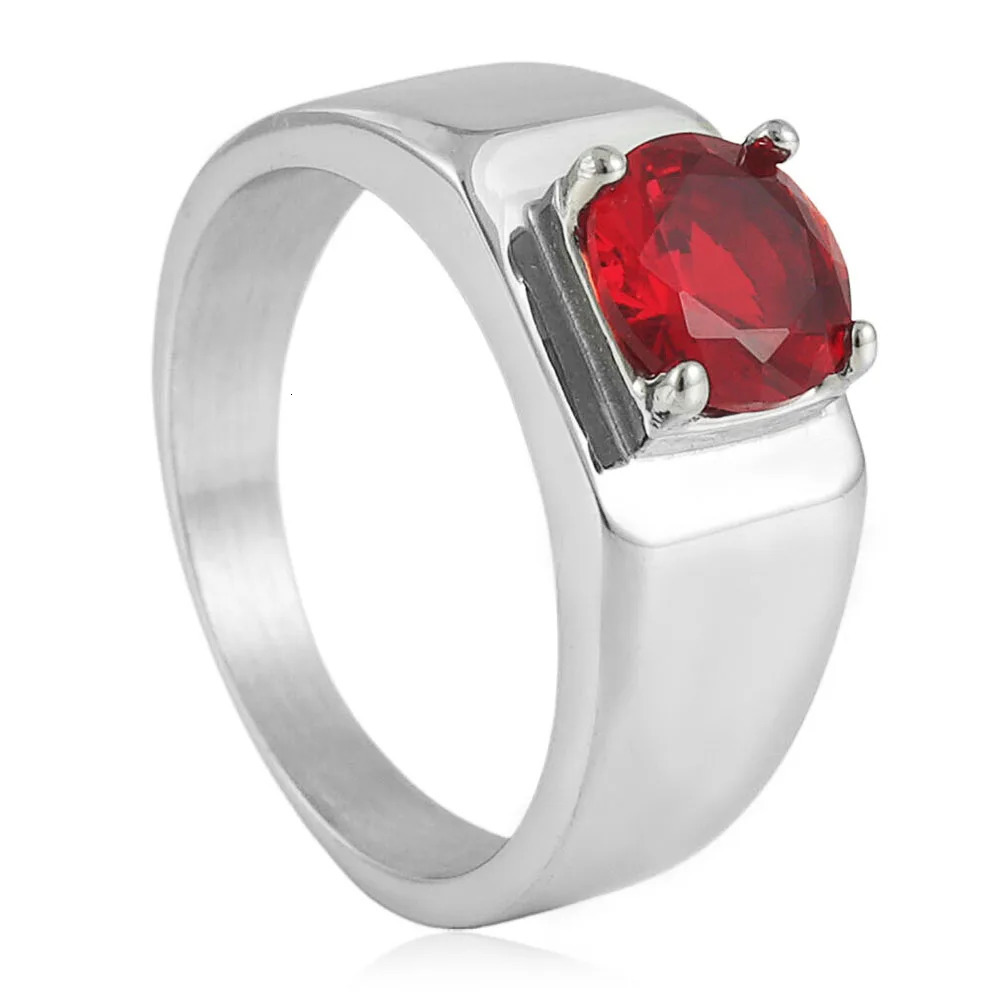 Stainless steel multicolor stone ring trendy men and women simple and fashionable gemstone ring steel ring 251023