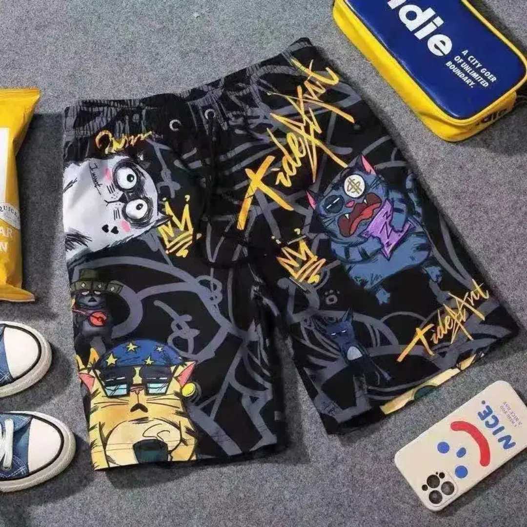 New Summer Cartoon Anime Panda Casual Style Shorts Classic Printing Gym Shorts Mens Basketball Sports Beach Shorts X250410