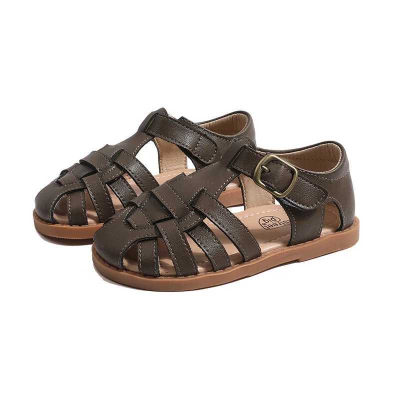 Childrens sandals girls fashionable Roman woven genius leather sandals anti slip soft sole summer shoe sizes 22-31 Z250410