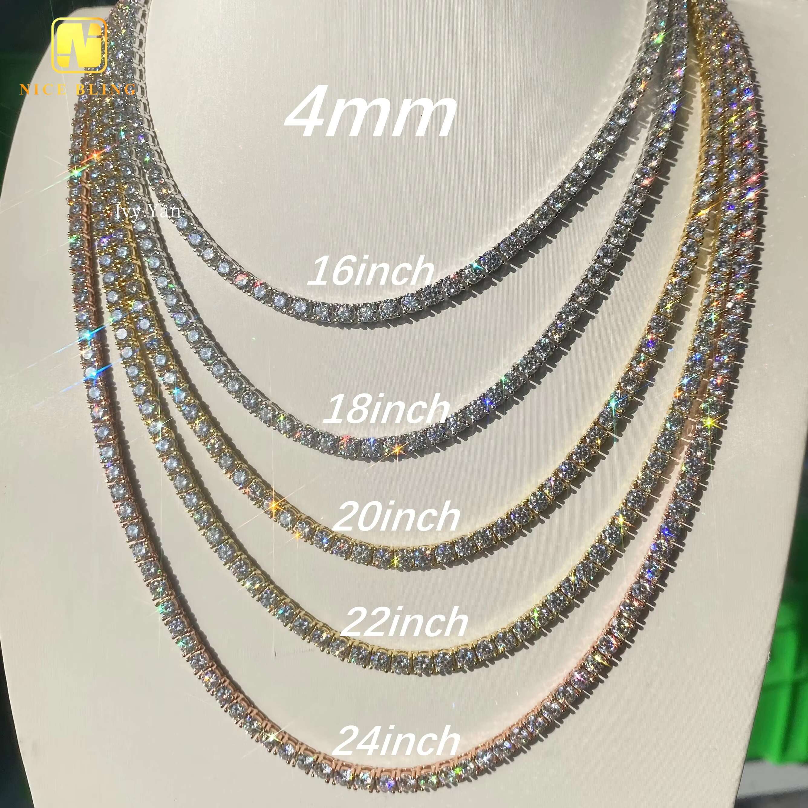 4mm VVS Silicon Tested with Sier Hip Hop Jewelry Bracelet, Necklace, Iced Tennis Chain