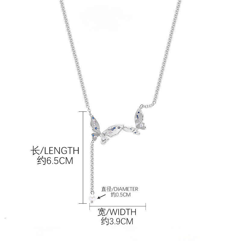 Butterfly Necklace for Women, Exquisite Versatile High-End Colorful Zircon, Light Luxury Fashionable Temperament Sweet Cool Style Original Collarbone 