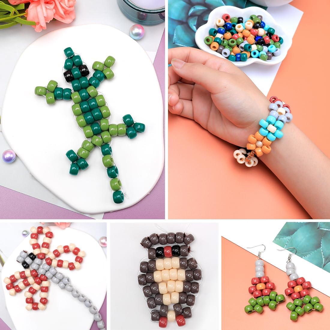 Multi-Color 9mm Pony Beads Kit 3900pcs - Bucket+Portable Storage, Great for Friendship Bracelets, Handmade Jewelry & Crafts