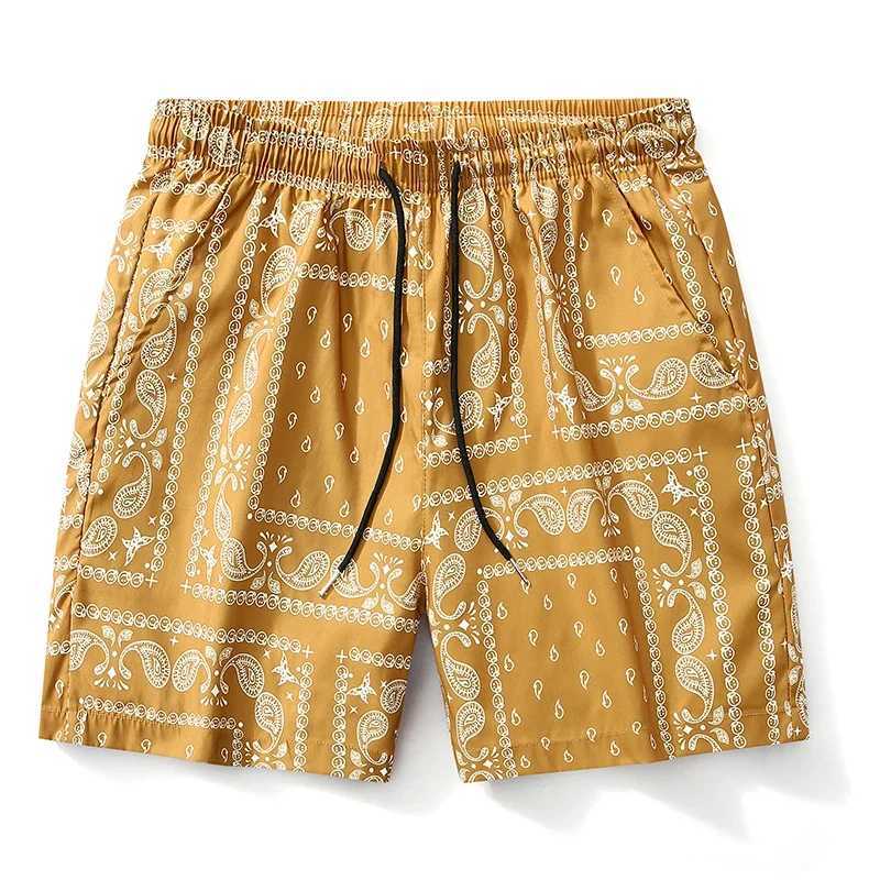 Summer mens board shorts retro paisley ice silk quick drying casual Hawaiian vacation mens beach shorts mens swimsuit X250410