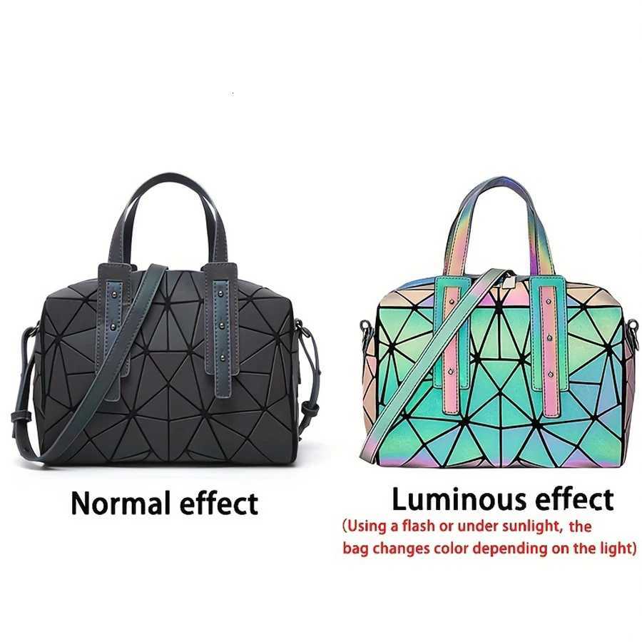 Ladies geometric diamond handbag luminous shoulder bag large-capacity Boston bag foldable women shoulder crossbody bag K251110