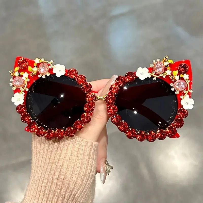 y rhinestone sunglasses cat eye gradient decorative shadow props used for clothing parties dances 250410