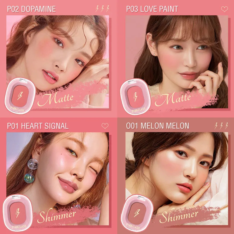 Pinkflash makeup powder blusher matte tanning lasting contour beauty peach pink Korean 250325
