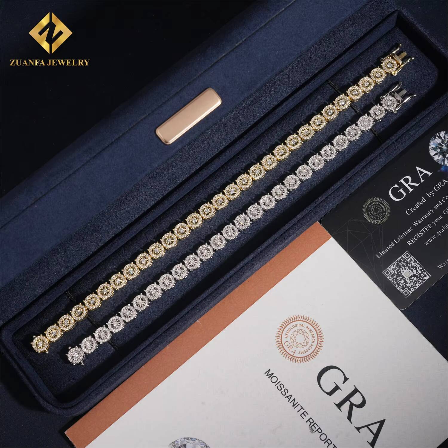 Elegant 68mm Round Fully Iced Out Moissanite Diamond Bracelet for Women 925 Silver Fine Jewelry Hip Hop Moissanite Bracelet