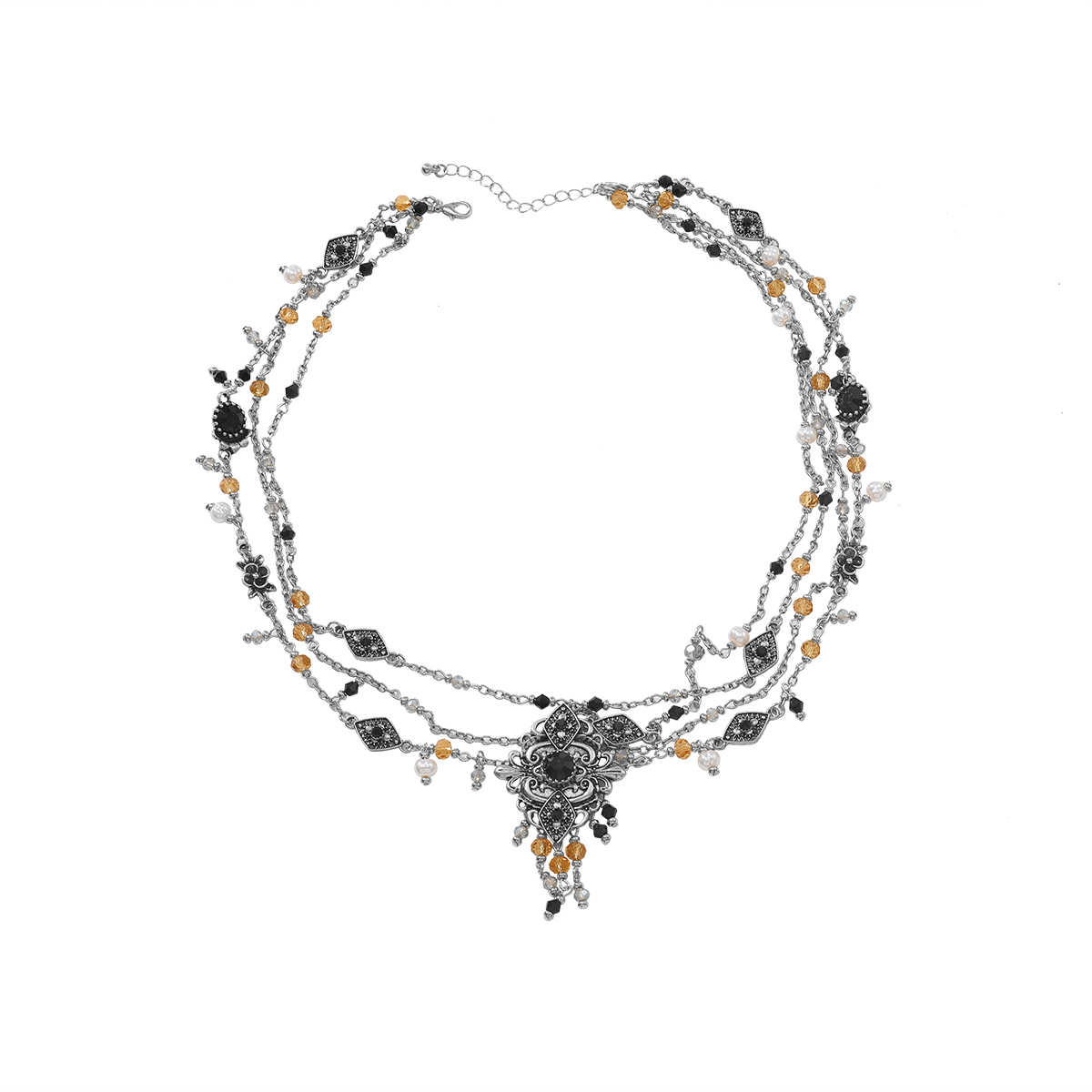 Exquisite Bead Multi Layer Diamond Inlaid Design Necklace Bohemian Style Autumn Women s Sweater Chain Fashion Love Birthday Gift Necklace