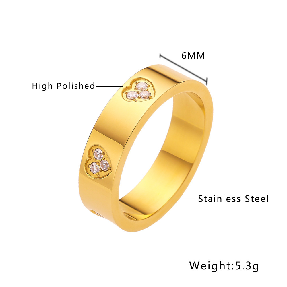 European And American Cross-border Stainless Steel Ring Designer Ring Fashion Ring Multifunctional Heart-shaped Diamond Inlaid Titanium Steel Women 