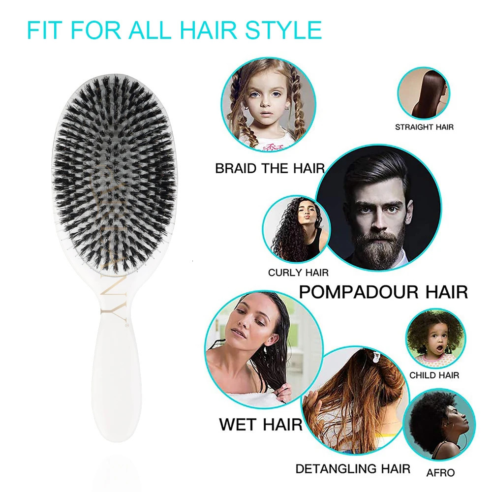 Hair Brush Boar Bristle Massage Comb Shower Hairstyles Grooming Hairdressing Styling Tools Hair Extensions Salon Accessories 251107
