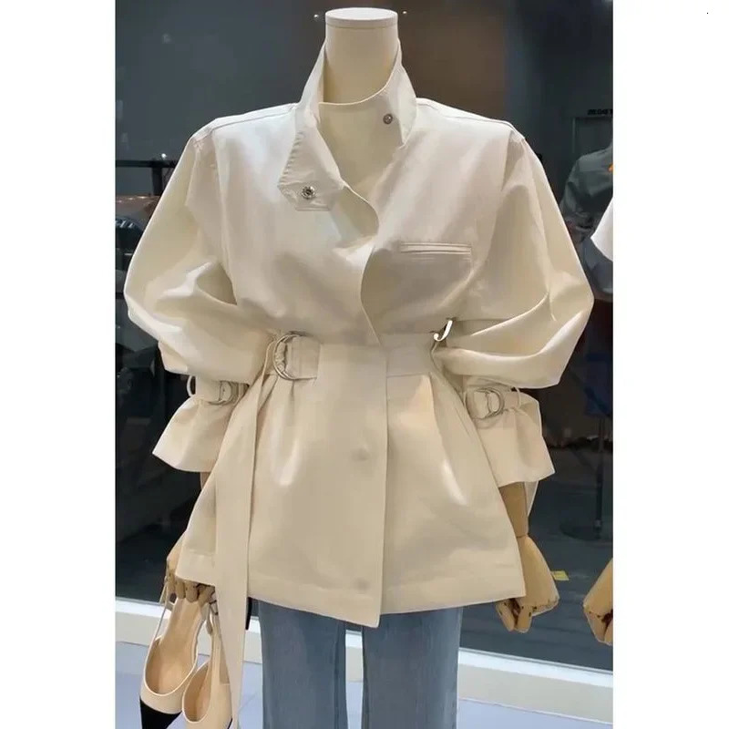 Fashion weight loss coarse woolen style jacket for women in spring fashion n feeling waist fit groove trend 250410