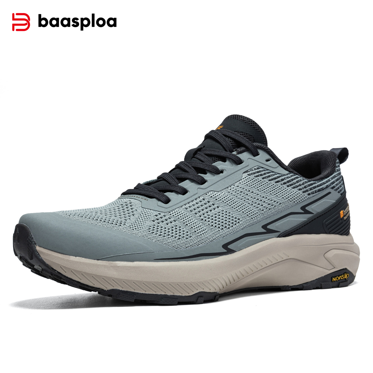 Baasploa Men Mesh Hiking Shoes Outdoor Breathable Non-Slip Walking Shoes Male Casual Wear Resistant Sneakers