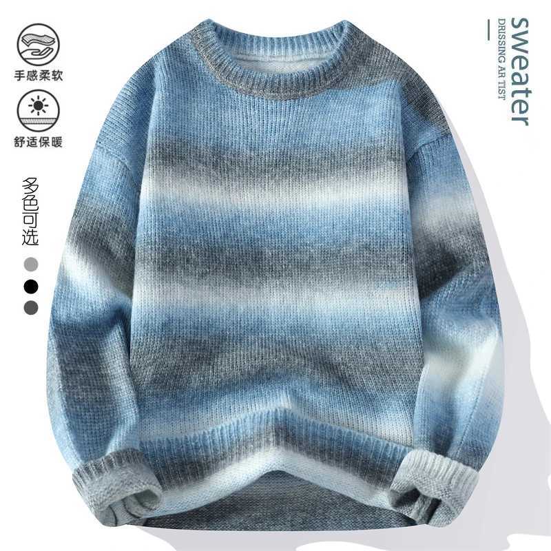 New Gradient Knitted Sweater Winter High Quality Mens Harajuku Style Christmas Sweater 2025 Thick Warm Mens Hoodies R251110