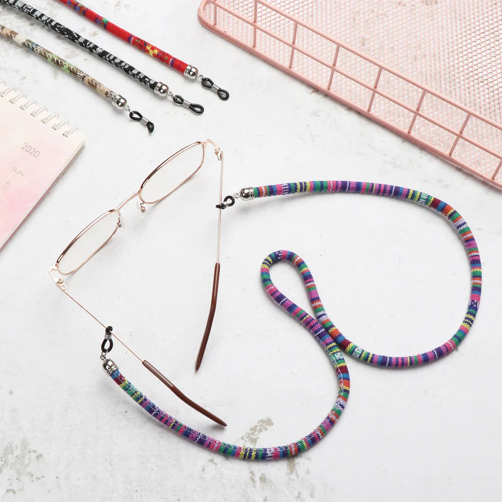 Colored acrylic bead glasses chain reading rope holder anti loss retro neck strap for accessories 250410